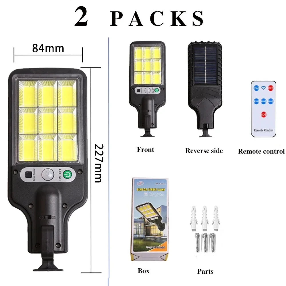 8000LM Powerful Solar Wall Lamp with Remote Outdoor IP65 Waterproof LED Floodlight with Sensor Garden Yard Lantern Street Lig Oasis Select 108COB-2PCS