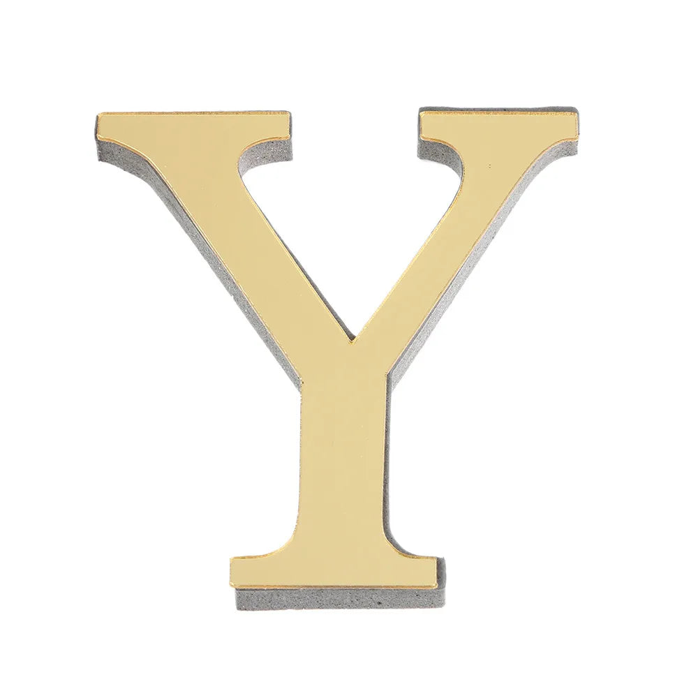 DIY 3D Mirror 26 Letters Wall Stickers Logo Name Alphabet Wedding Love Letters English Wall Home Decor Wall Art Mural Stickers Oasis Select Y