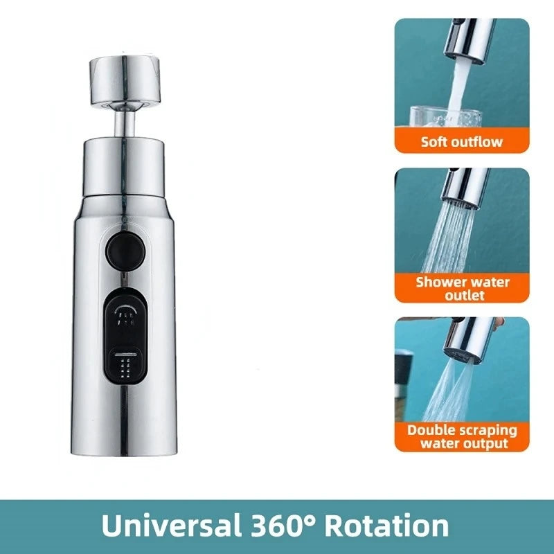 1pc Kitchen Faucet Aerator Faucet 3 Modes Bathroom Anti-splash Sprayer Kitchen Taps Anti-Splash Tap Booster Shower Filter Oasis Select Silver