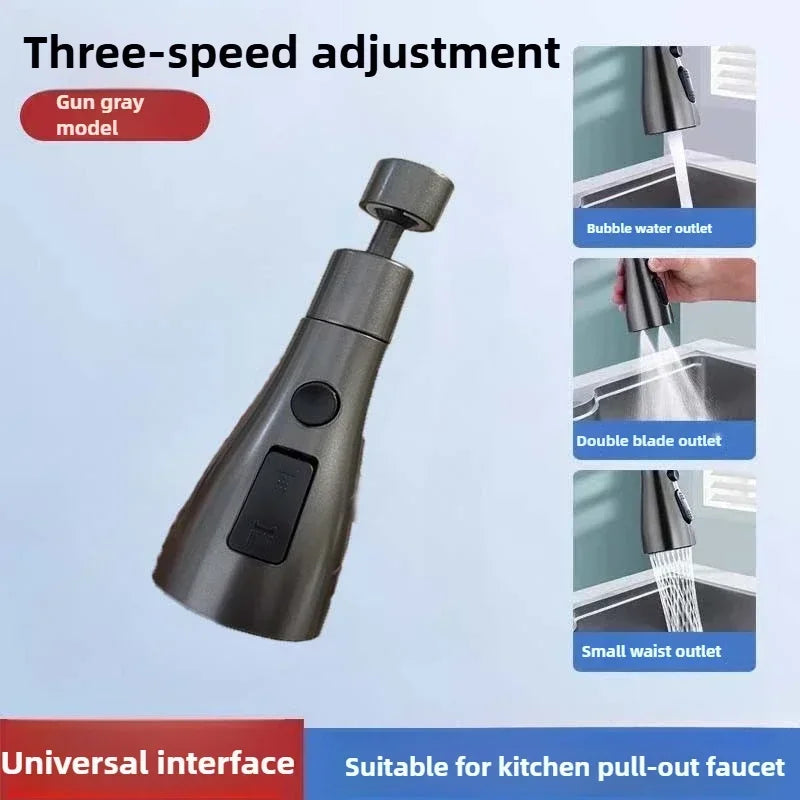 Universal 360° Rotation Kitchen Faucet Extender 3 In1 ABS Durable Water Saving Shower Spray Head Bathroom Basin Tap Replacement Oasis Select Grey