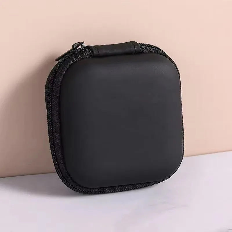 1/2/3pcs Mini Portable Earphone Bag Coin Purse Headphone USB Cable Case Carrying Pouch Bag Earphone Accessory Square Storage Box Oasis Select 1pcs Black