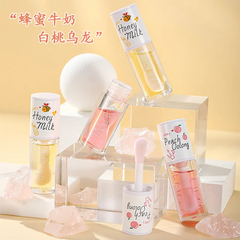 Peach Milk Honey Lip Oil Gloss – Moisturizing & Fades Lip Lines Lip Oil Gloss Oasis Select