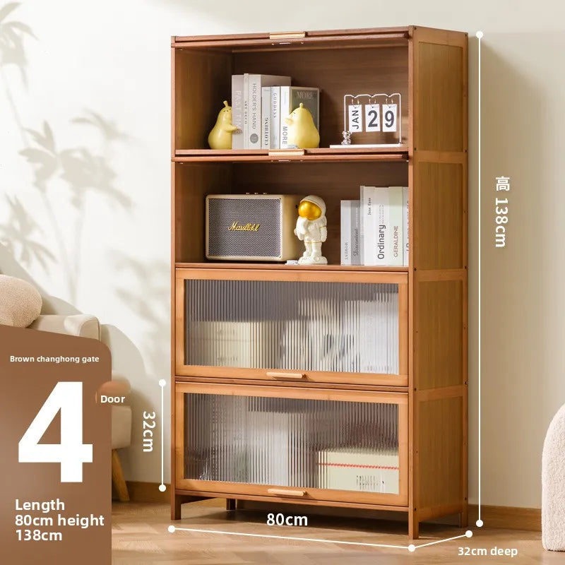 with door dustproof floor rack children's book cabinet household living room multi-layer storage cabinet storage display cabinet Oasis Select 80 long four doors