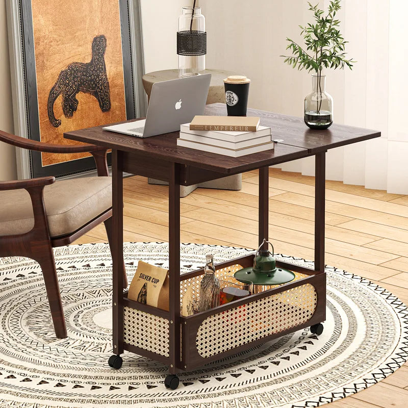 wheels movable multi-functional folding coffee table living room sofa side few solid wood tea table multi-purpose folding table Oasis Select