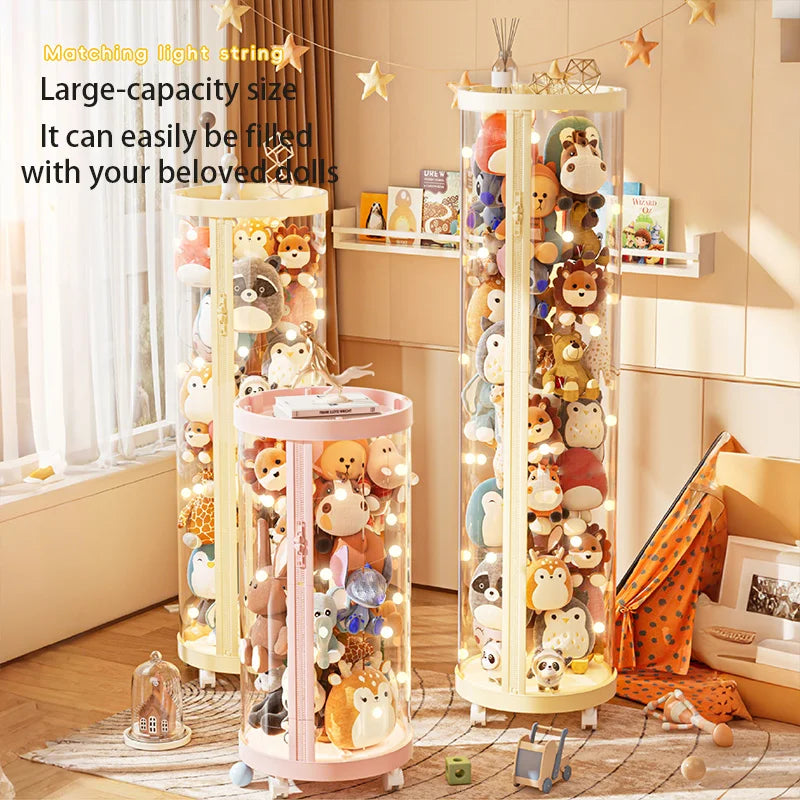 Transparent Doll Storage Box Plush Toy Organization Toy Storage Tube DIY Zipper Bins Kid Christmas Gift Children's Toy Organizer Oasis Select