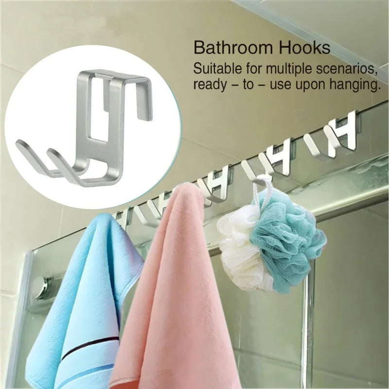 1pcs Space aluminum door hook H shape Hanging Bathroom kitchen Storage rack shower towel bag tableware Organize Hardware Oasis Select Silver
