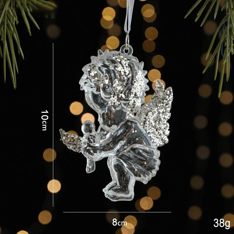 Acrylic Christmas Crystal Pendant – Angel & Snowflake Ornament