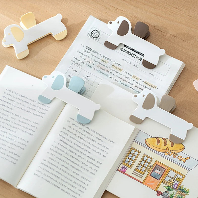 Puppy Shape Plastic Book Clip Simple Reading Auxiliary Fixed Book Clip Bookmark Creative Design Practical Bookstore Note Clip Oasis Select