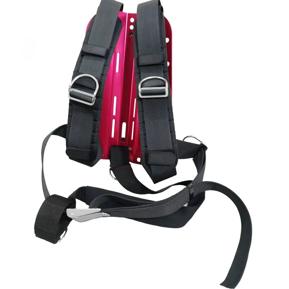 Technical Diving Aluminum Backplate with Harness System and Crotch Strap Scuba Diving Harness and Backplate System Oasis Select Red