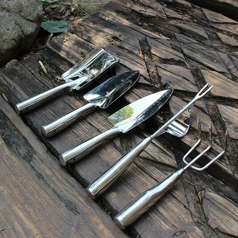 Stainless Steel Garden Tool Set – Shovel, Rake & Hoe