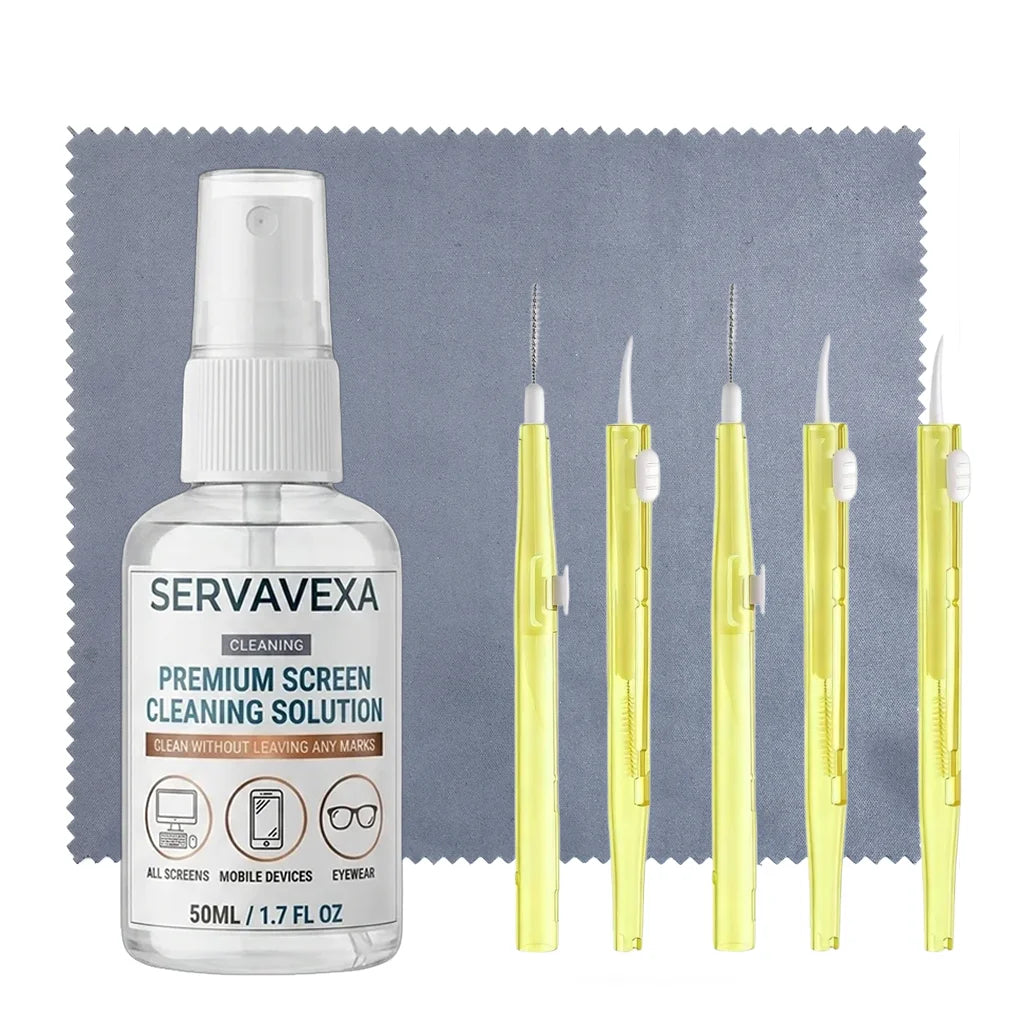 7-in-1 Screen Cleaner Spray Kit with 5 Brushes & Microfiber Cloth Dust Remover for Phone Laptop Keyboard Monitor Tablet Camera Oasis Select 7PCS
