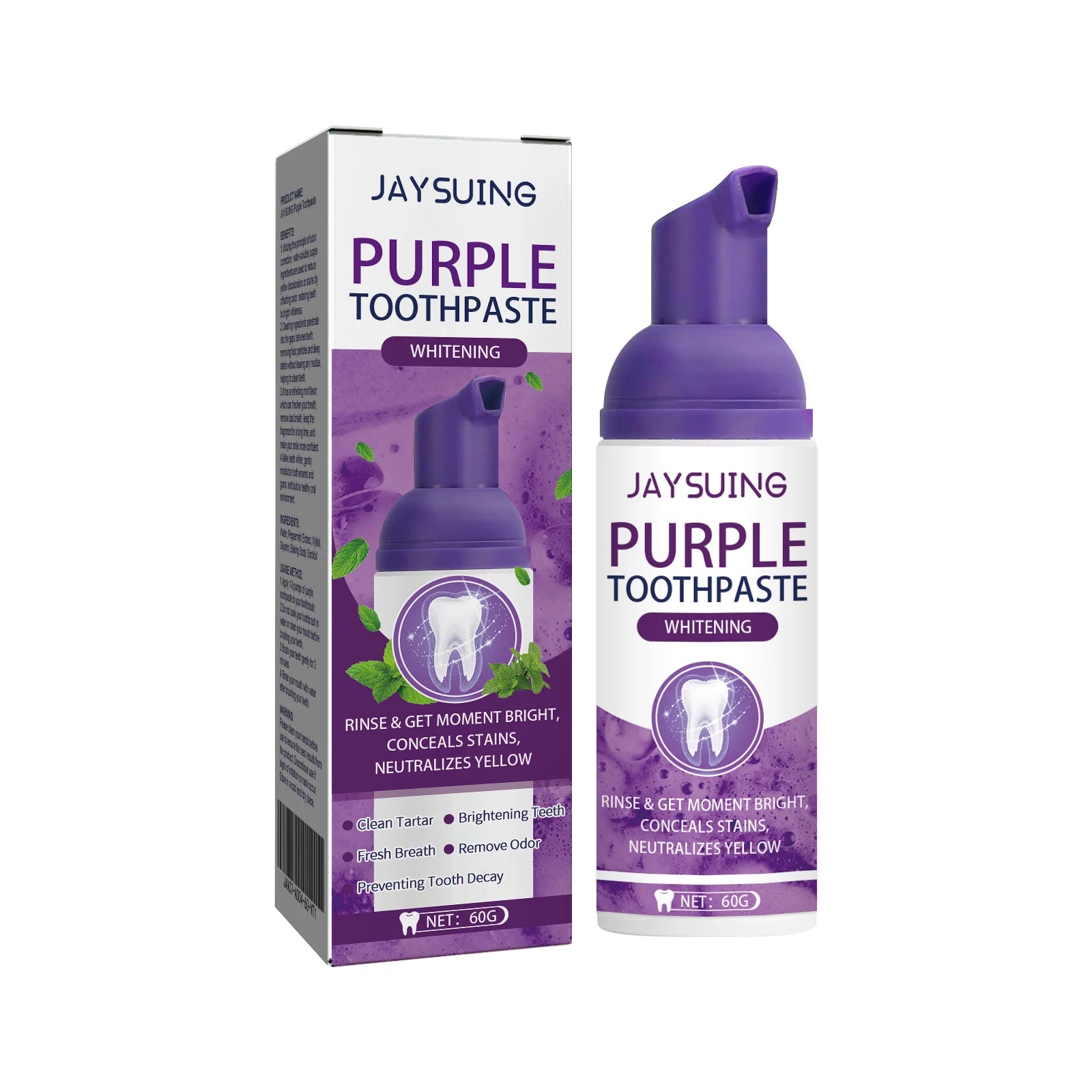 Purple Toothpaste Teeth Brightening Whitening Toothpaste Serum Deep Cleaning Teeth Fresh Breath Oral Oasis Select 60g