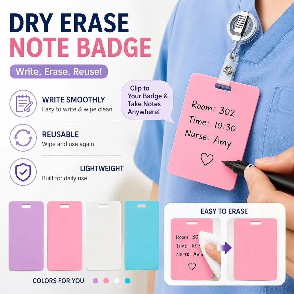 Reusable Dry Erase Nurse ID Badge Card – Wipeable Writing