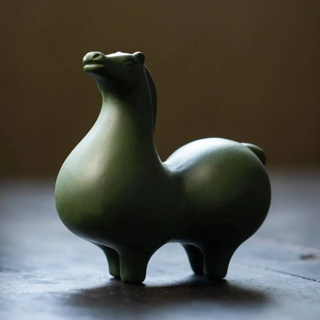 Purple Clay Tea Pet Horse Ornament Creative Tea Ceremony Green Clay Zodiac Tang Horse Tea Set Table Accessories Green Horse Oasis Select