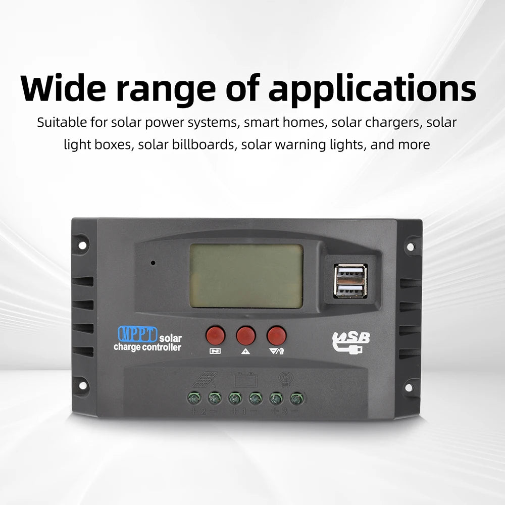 MPPT Solar Controller 12V/24V 30A/60A/100A Solar Charge Controller Supports Lead Acid Lithium LiFePO4 Batteries Dual USB Ports Oasis Select