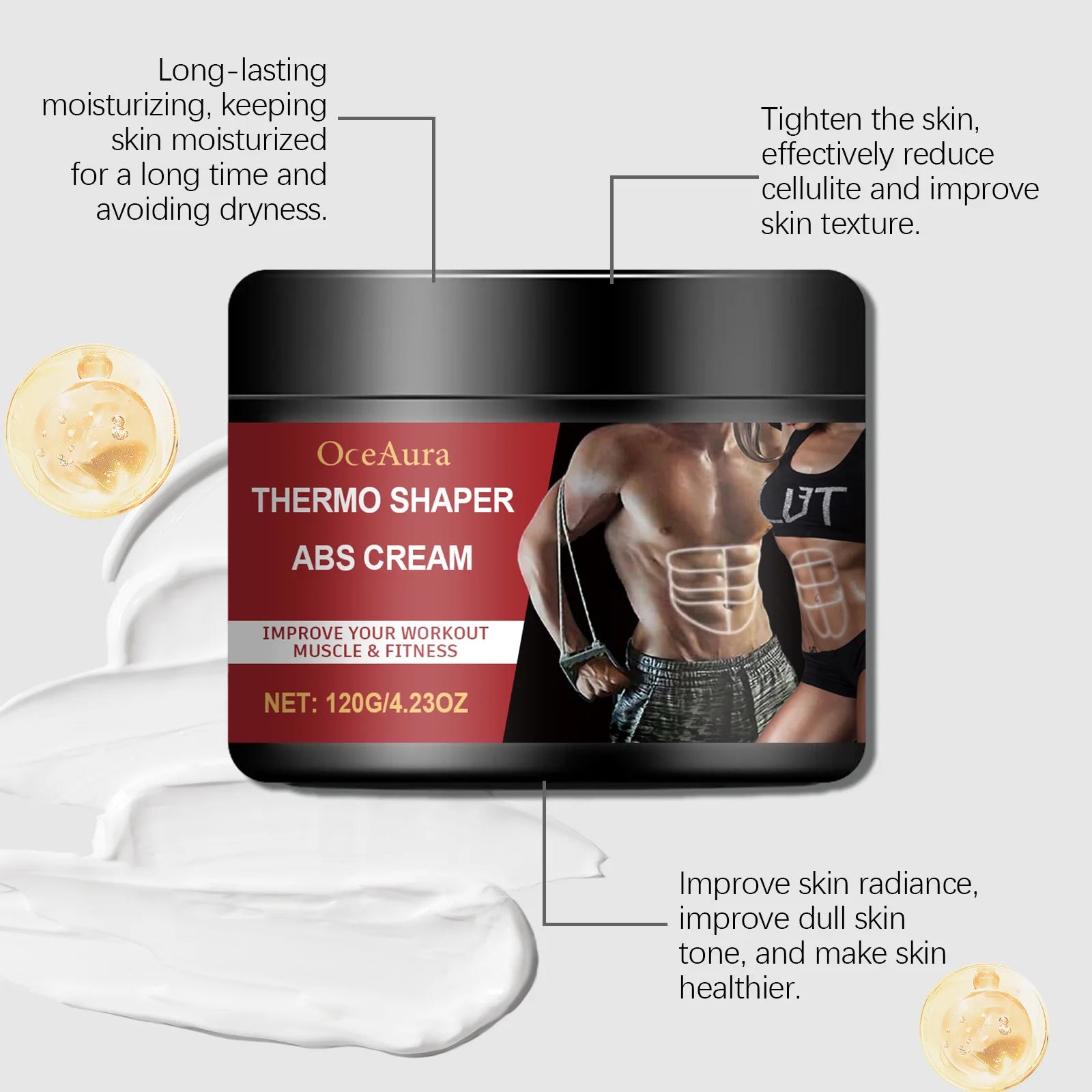 Oceaura Abdominal Tightening Cream Anti Cellulite Moisturizing Lifting Fat Burn Exercise Body Skin Shaping Belly Firming Creams Oasis Select