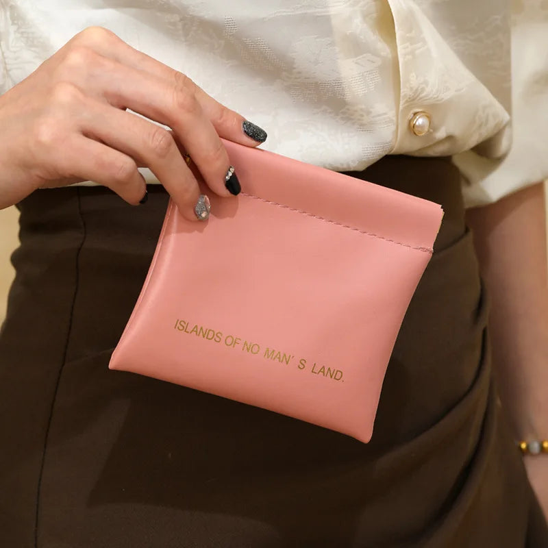 Pu Makeup Bag Storage Bags Shrapnel Bag Automatic Closing Data Cable Headphone Storage Bag Red Envelope Coin Purse Waterproof Oasis Select Pink