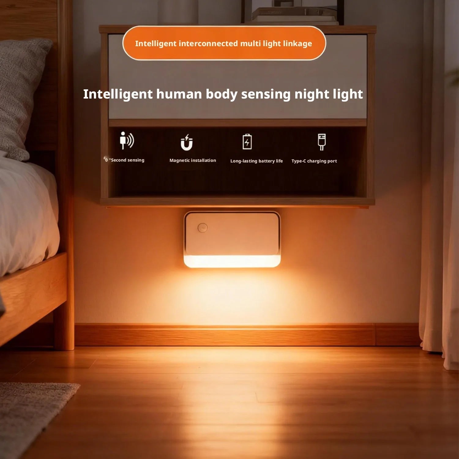 SHINEKNOT Motion Sensor LED Night Light | USB Rechargeable