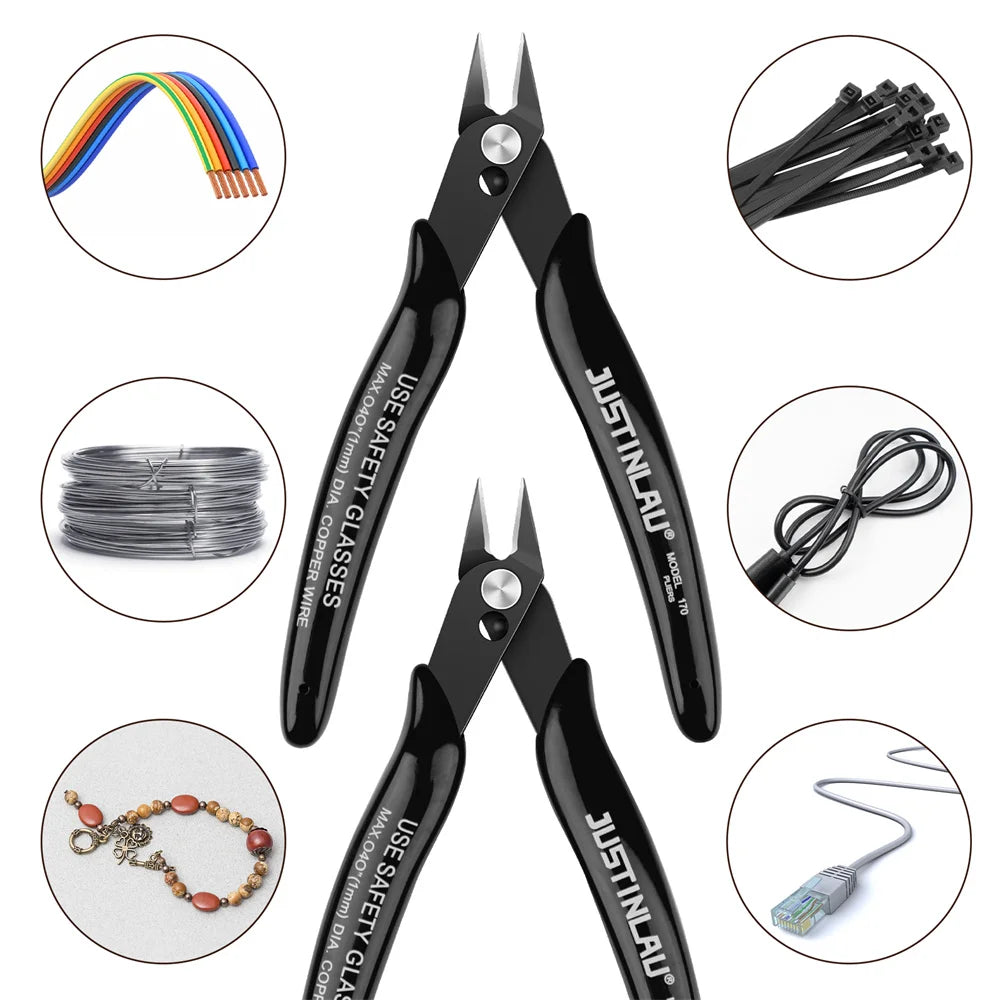 2Pcs Mini Nose Cutting Plier Electrical Wire Cable Cutter Metal Side Snips Flush Pliers Convenient Durable Tool Oasis Select
