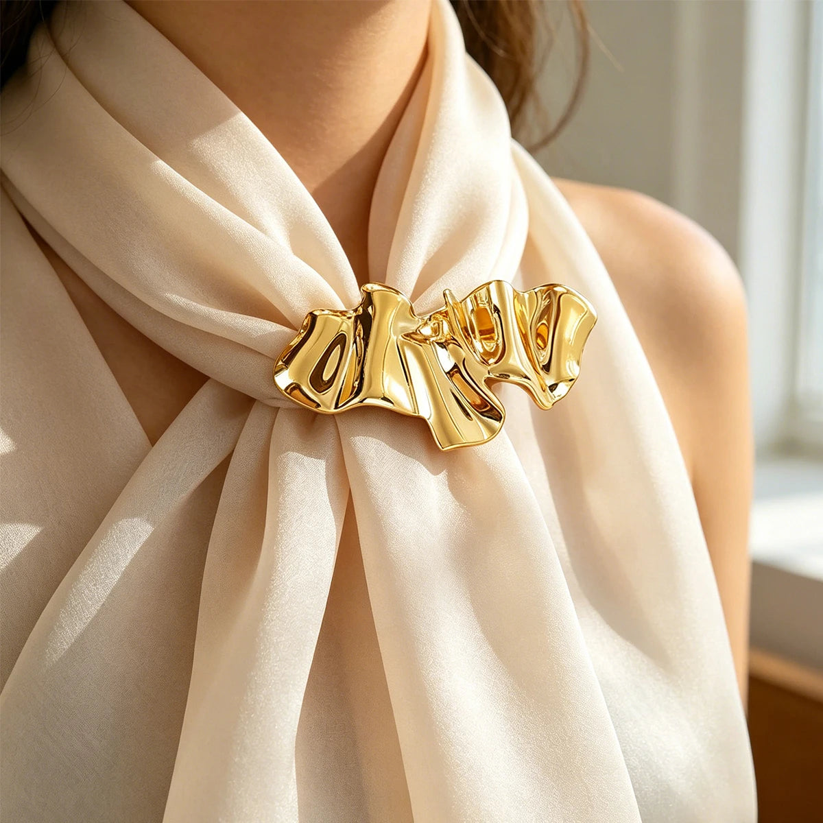 Irregular Geometric Brooch Gold Plated Statement Lapel Pin Unisex Minimalist Jewelry Old Money Style Suit Jacket Accessory Oasis Select