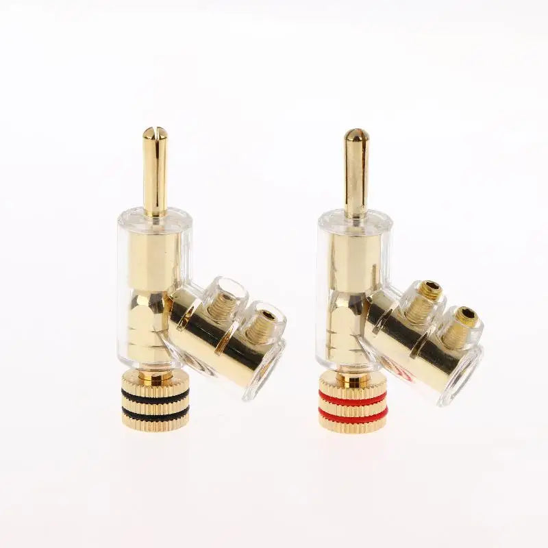 2/4Pcs HIFI Gold/Rhodium Plated Lockable Speaker Cable Banana Plug Connector Self-locking Audio Accessories Oasis Select 2pcs gold