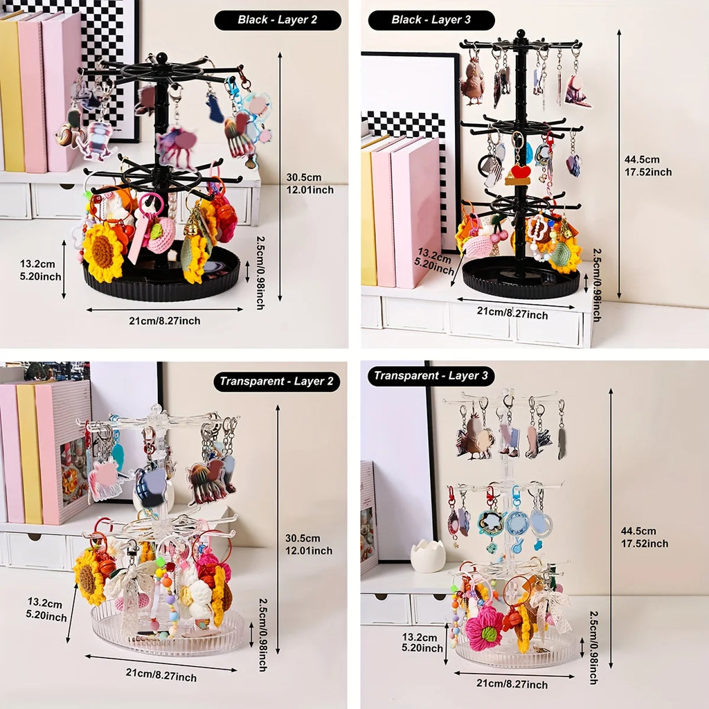 1pc multi-layer adjustablerotatable keychain storage rack jewelry bracelet desktop jewelry accessories display rack holiday gift Oasis Select