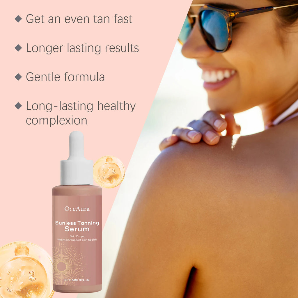 Herbal Sunless Tanning Essence Promote Melanin Production Natural Bronzer Moisturizer Against Sunburn Self Tanner Drops Liquid Oasis Select