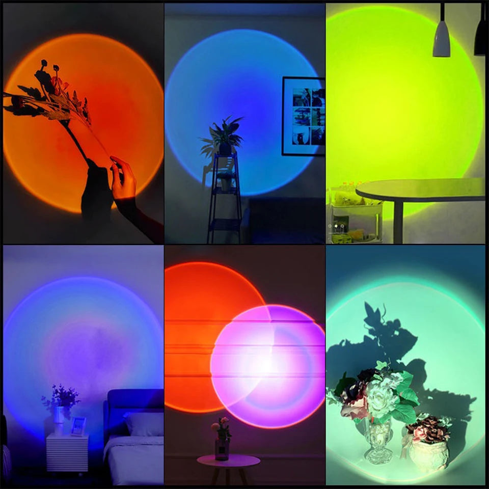 USB LED Sunset Lamp – RGB Night Light Projector for Bedroom LED Projector Night Light Oasis Select