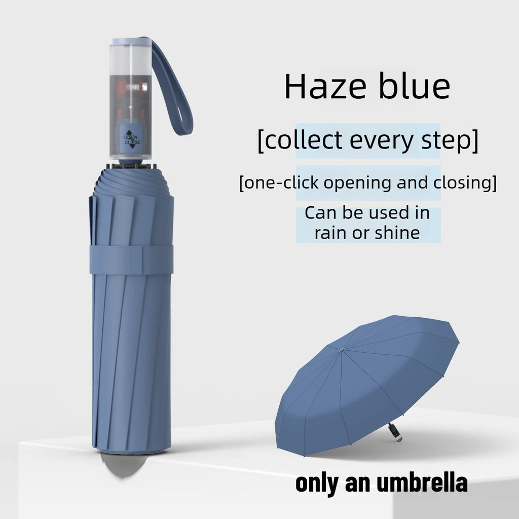 Wind Resistant Automatic Umbrella Foldable Sun Rain Accessory Thickened Durable Design Portable UV Blocking Parasol Oasis Select Blue 72 fiberglass 12K iron