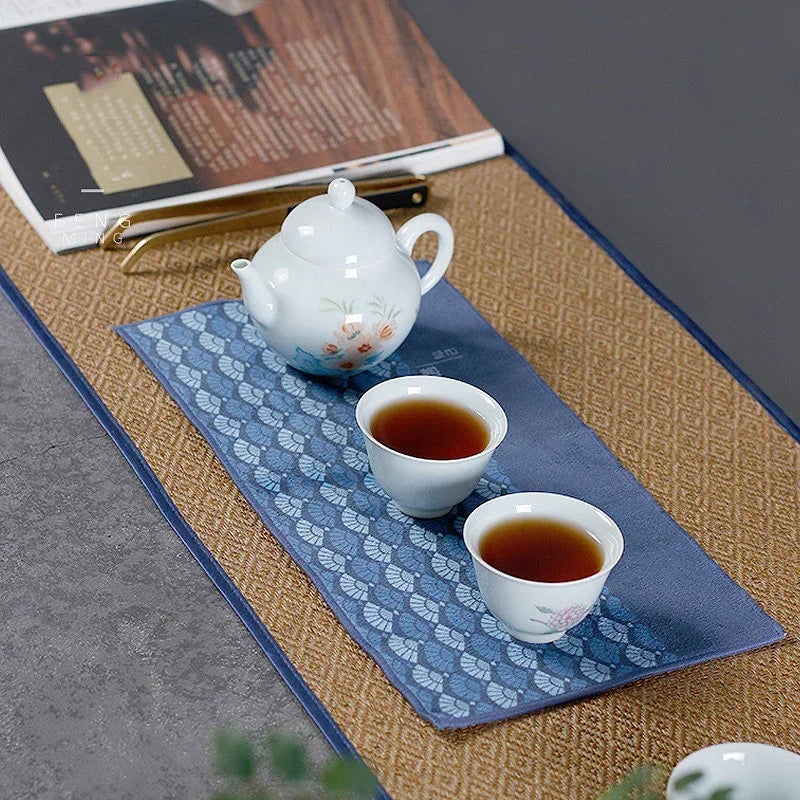 Cotton Tea Towel Strong Absorben Kung Fu Tea Set Accessories Thickened Table Cleaning Cloth Suede Tea Cloth Household Hand Towel Oasis Select