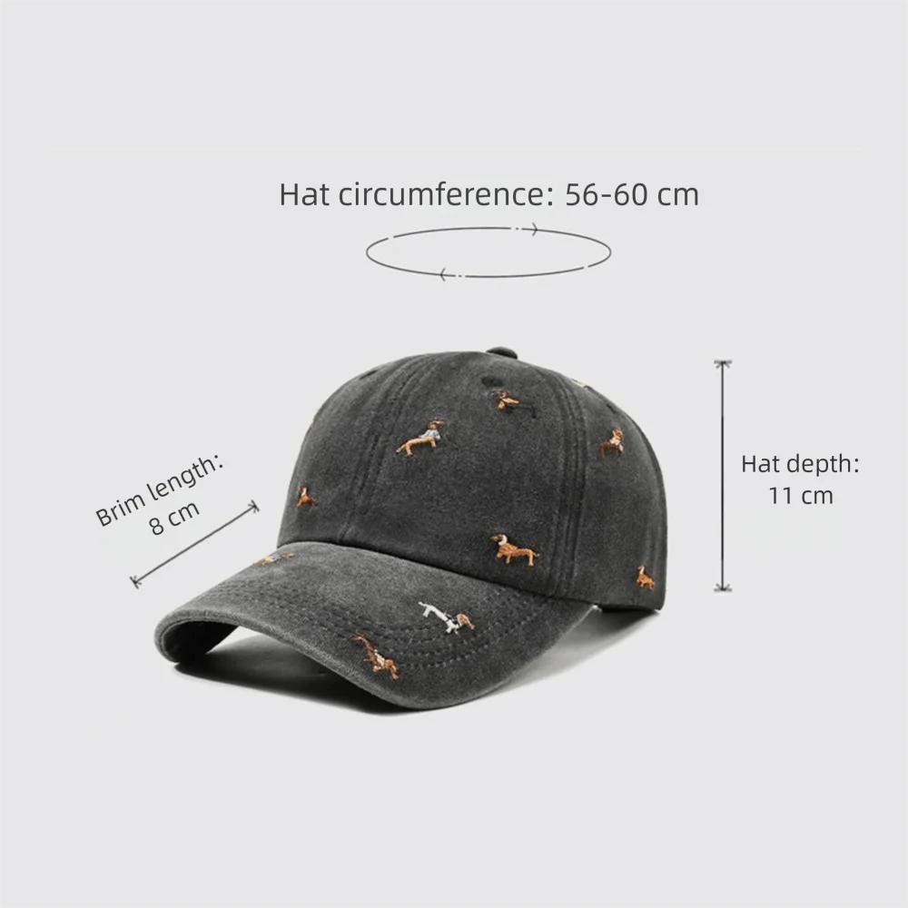 Fashion Embroidery Puppy Baseball Cap UV Protection Versatile Sun Hat Breathable Bonnet for Spring Summer Oasis Select