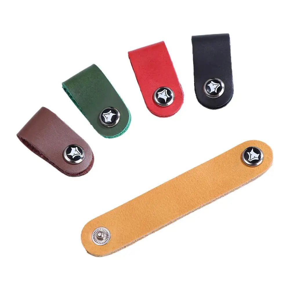 4Pcs Leather Data Cable Organizer Cord Winder Straps Earphone Wrap Winder Charger Protector Tidy Storage Cable Holder Clips Ties Oasis Select