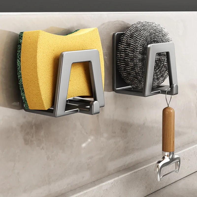 Stainless Steel Sponge Holder Self Adhesive Sink Drain Drying Sponges Racks Shelf Kitchen Storage Wall Hooks Holders Organizer Oasis Select