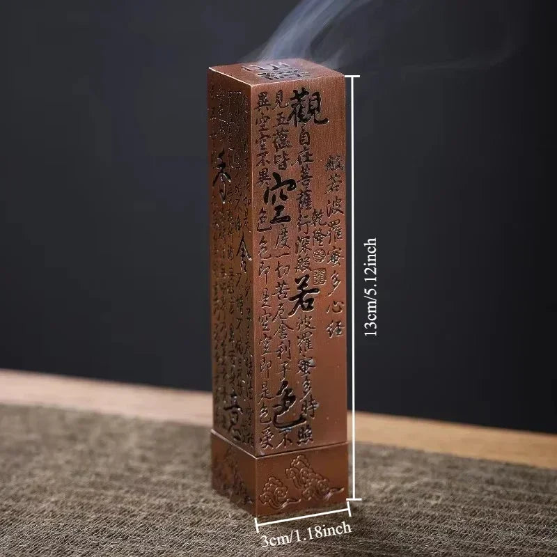Square Vertical Incense Burner Alloy Buddhist Sutra Incenso Sticks Holder Home Office Lucky Zen Decor Incense Burners Censer Oasis Select red