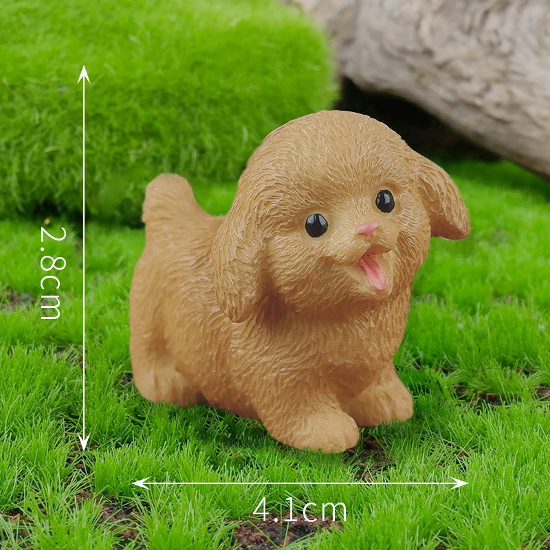 Resin Small Dog Figurine, Miniature Bonsai, Fairy Garden, Microlandscape, Crafted, Decorative Pet Statue, 1Pc Oasis Select A12 Teddy dog