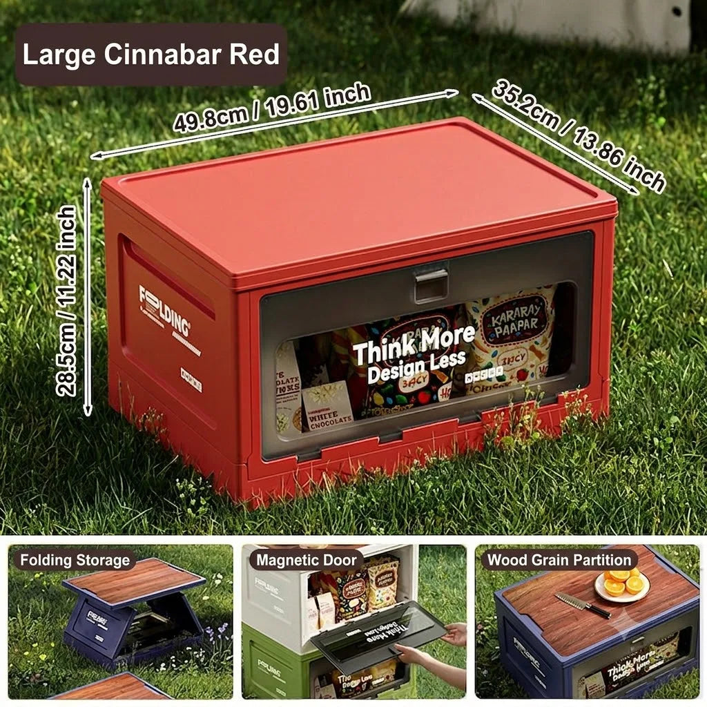 Outdoor camping revenue box with side-opening large-sized tent cover folding box for vehicle trunk organization and storage Oasis Select red-Large