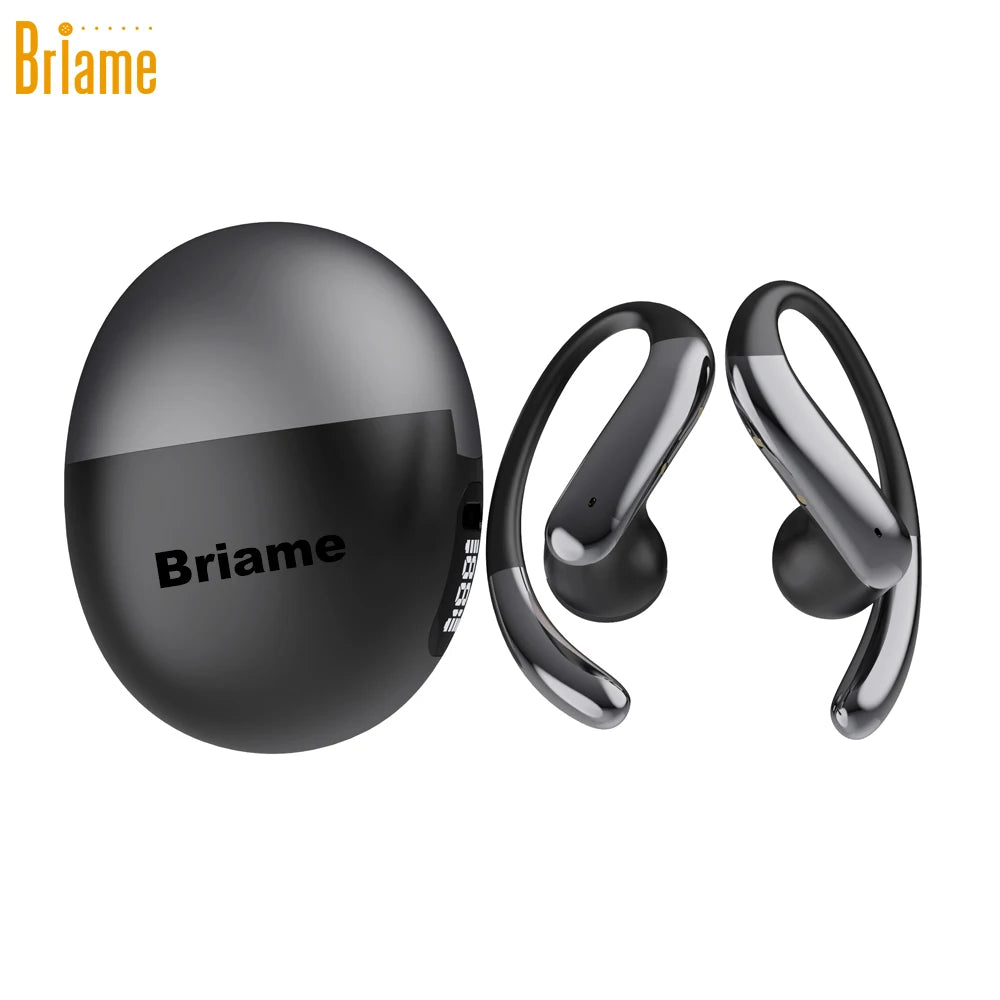 Briame Wireless Headphones OWS Sports Headset Touch Control Digital Display Bluetooth Earphones HD Call Waterproof Oasis Select Black