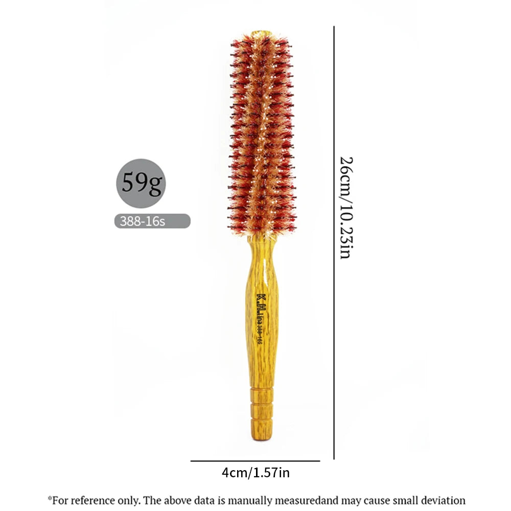 Wooden Round Hair Brush – Anti-Static Boar Bristle Styling Tool Round Hair Brush Oasis Select 388-16S