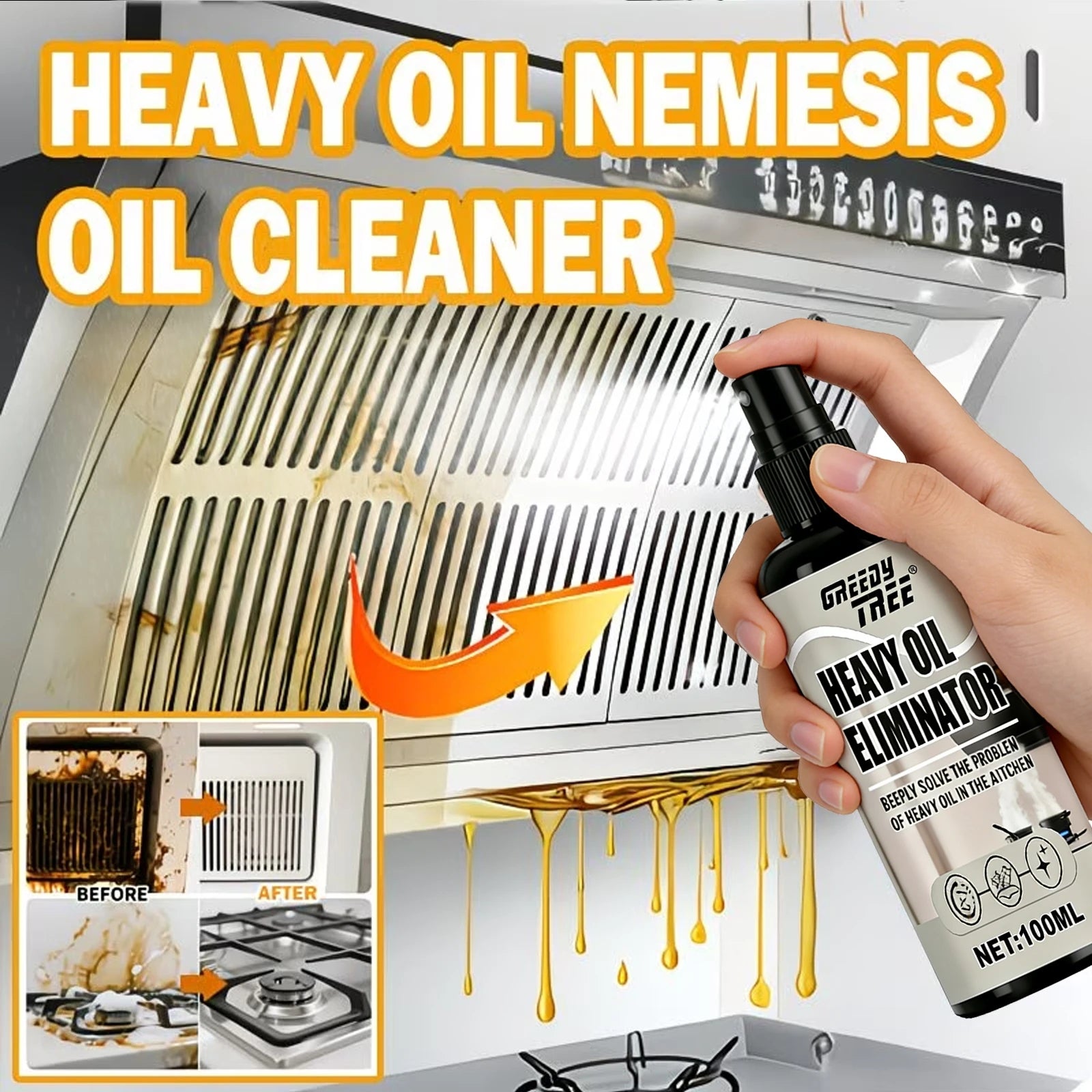 Heavy-Duty Kitchen Degreaser Spray 100ml + Free Sponge Kitchen Degreaser Spray Oasis Select