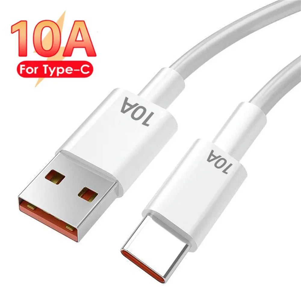 10A USB Type C Cable 120W Super Fast Charging Data Cord Phone USB Cable For Huawei P40 Honor Xiaomi Samsung Quick Charger Cable Oasis Select WHITE 0.3m