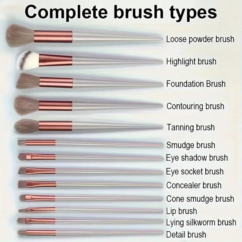 13-Piece Professional Makeup Brush Set with Soft Bristles & Pouch Makeup Brush Set Oasis Select