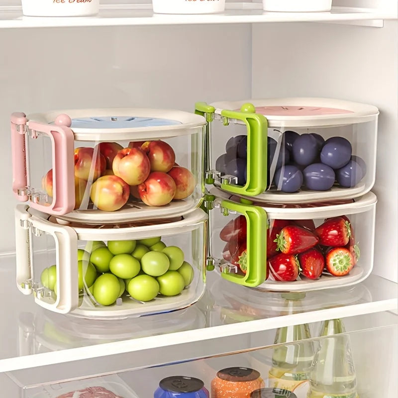 Kitchen Food Strainer With Lid Clear Plastic Fruit Vegetable Washing Draining Storage Box Fridge Organizer Basket Container Oasis Select