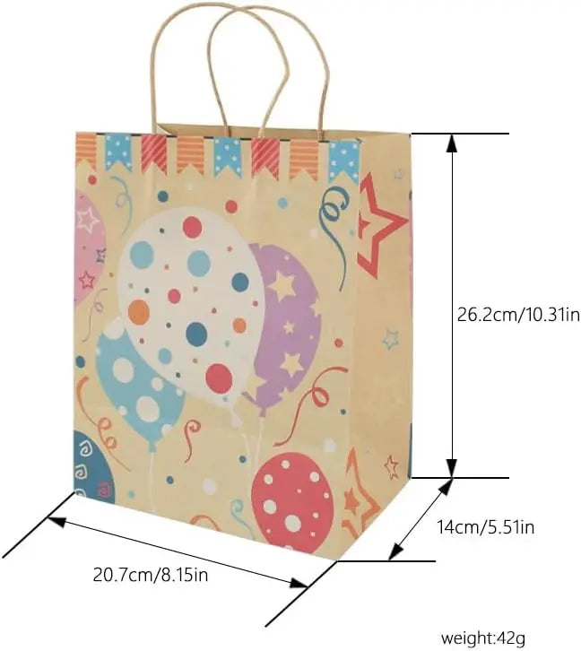 12 PCS Large Kraft Paper Gift Bags With Handles Sturdy Party Favor Bags Goodie Bags Bulk Birthday Wedding Holiday Classroom Oasis Select