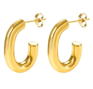 Hoop Earrings for Women Trendy Golden Stainless Steel Earring Jewelry New Oasis Select D3