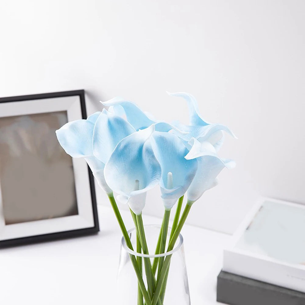 Calla Lily Artificial Bouquet – Wedding & Home Decor Flowers Artificial Flower Bouquet Oasis Select Light blue