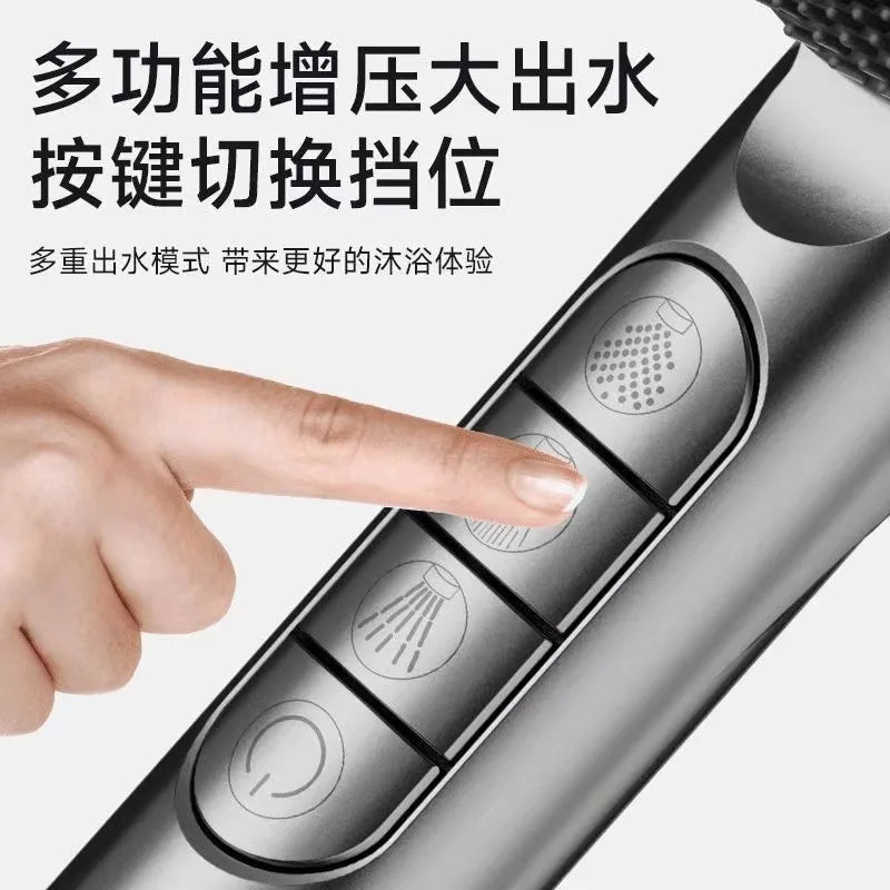 New 4 Speed Strong Pressurized Shower Head Pushbutton Shifter Spray with Massage Brush Filter Shower Faucet Bathroom Accessories Oasis Select
