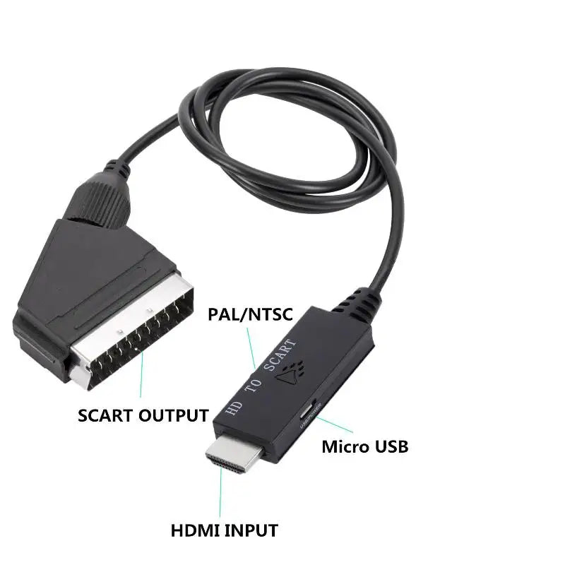 1Set -Compatible Input To Scart Output Plug And Play For VHS VCR DVD HD -Compatible To Scart Audio Video Converter Cable Oasis Select