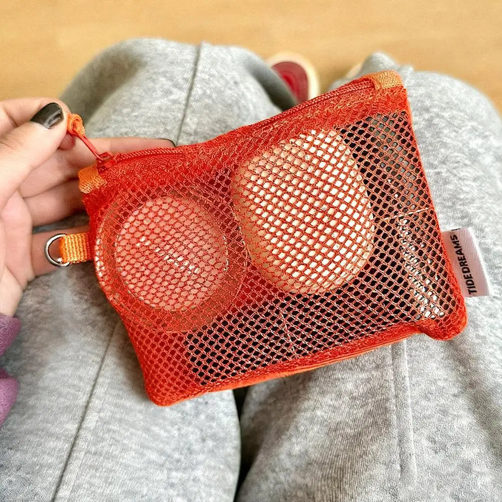 Dual-Layer Mesh Storage Bags Portable Travel Makeup Bag with Zipper Mini Toiletries Cosmetics Organizer Simple Stationery Bag Oasis Select