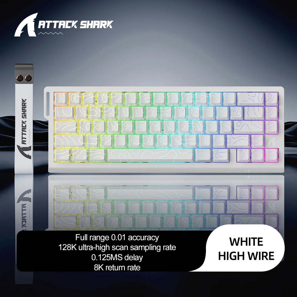 Attack Shark X68HE Magnetic Switch Keyboard | 0.01mm Precision, 0.125ms Low Latency, 8KHz Polling & RGB Customization for Esport Oasis Select X68he White contour