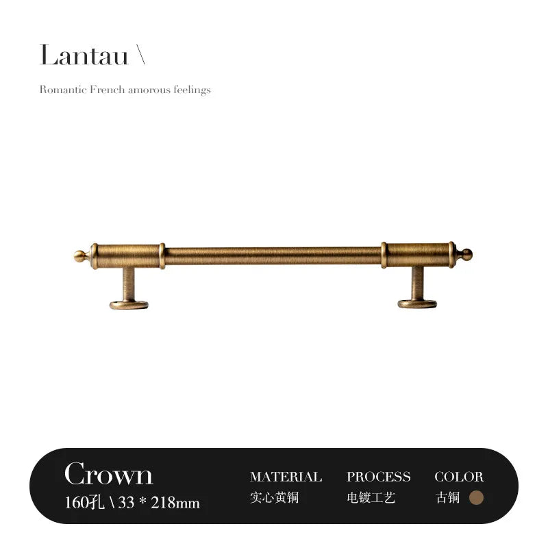 French Antique Bronze Brass Cabinet Wardrobe Door Cabinet Drawer Cabinet Furniture Retro Door Handle Household Handle Oasis Select 2pcs Bronze 160mm